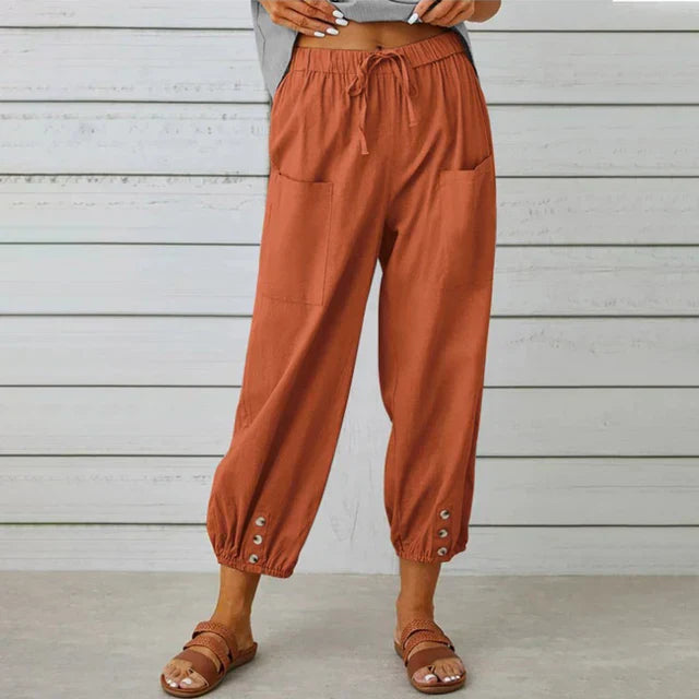 High Waist Relaxed Linnen Pants