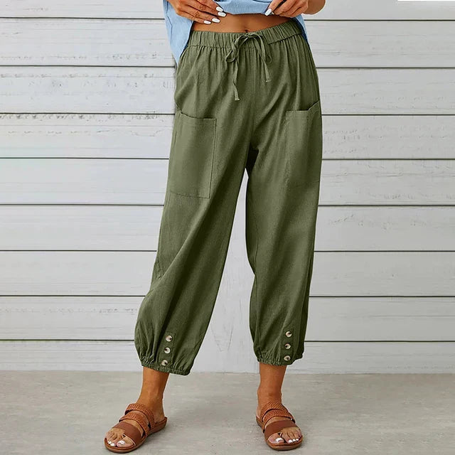 High Waist Relaxed Linnen Pants