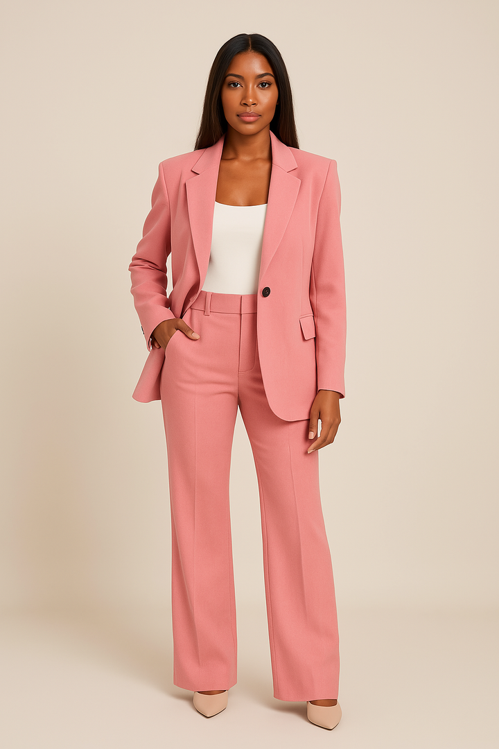Tailored pant suit set in pink