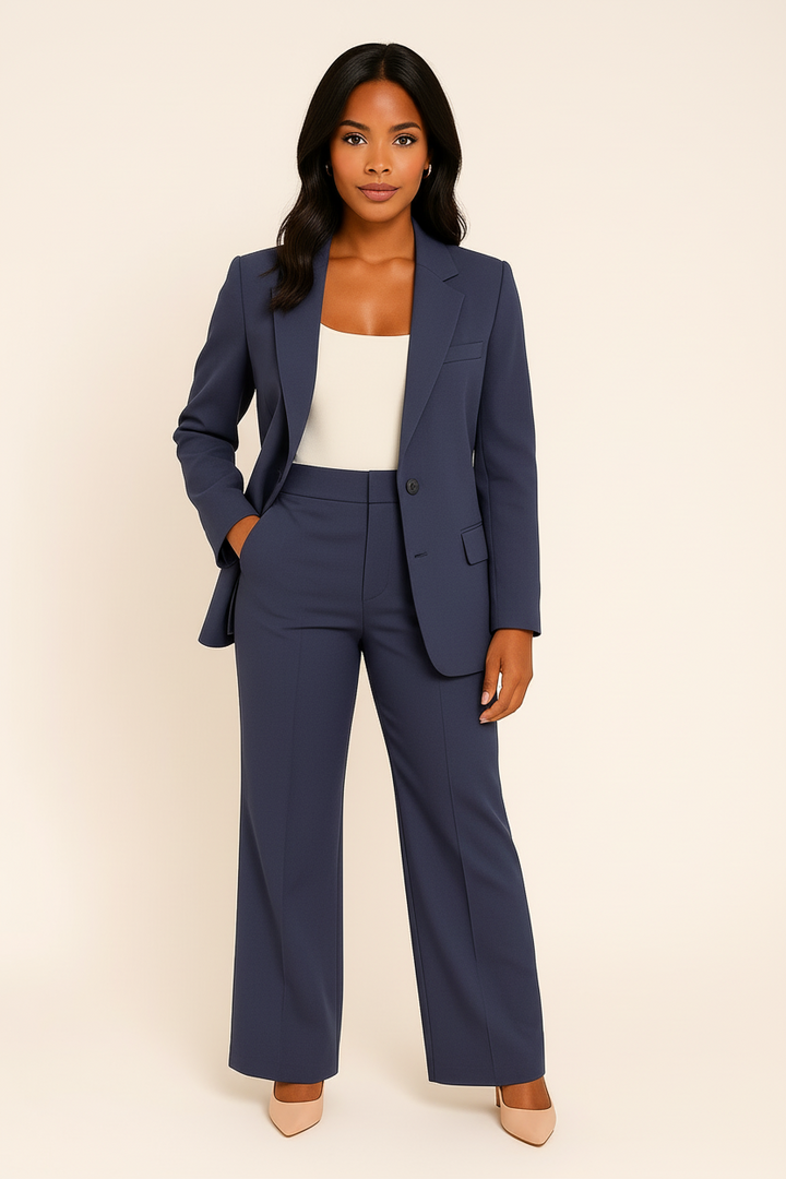 Tailored pant suit set in navy