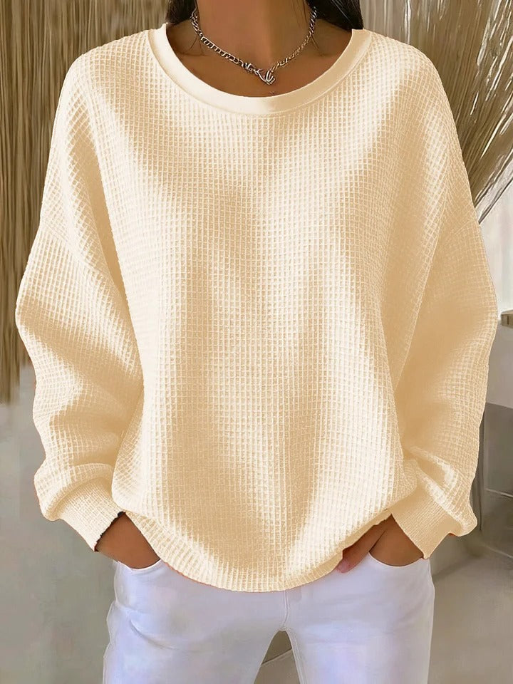 Women's apricot waffle knit sweater