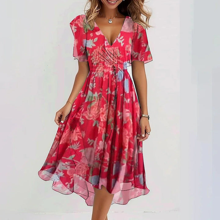 Elegant Summer Midi Dress - Pink