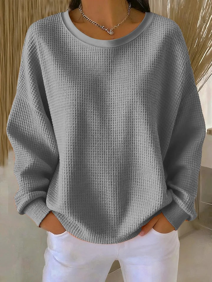 Women's grey waffle knit sweater