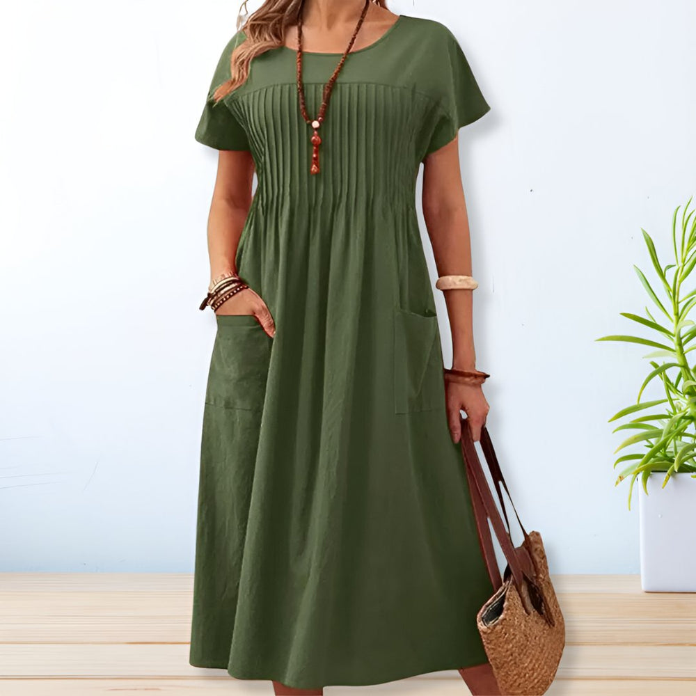 Relaxed fit day dress in green