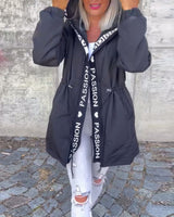 Women's Minimalist Hooded Mid Length Coat for Fall