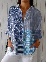 Women's Ocean Patchwork Print Blouse