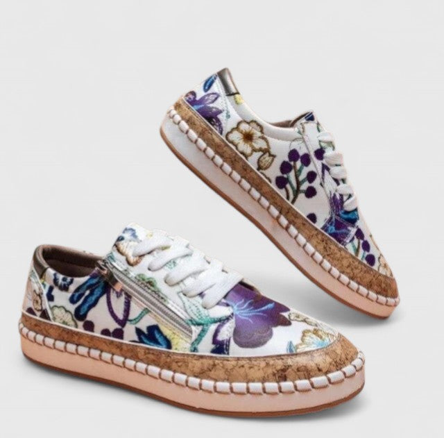 Floral Print Orthopedic Slip-On Shoes - Blue Flora