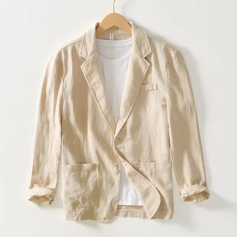 Beige men's cotton blazer