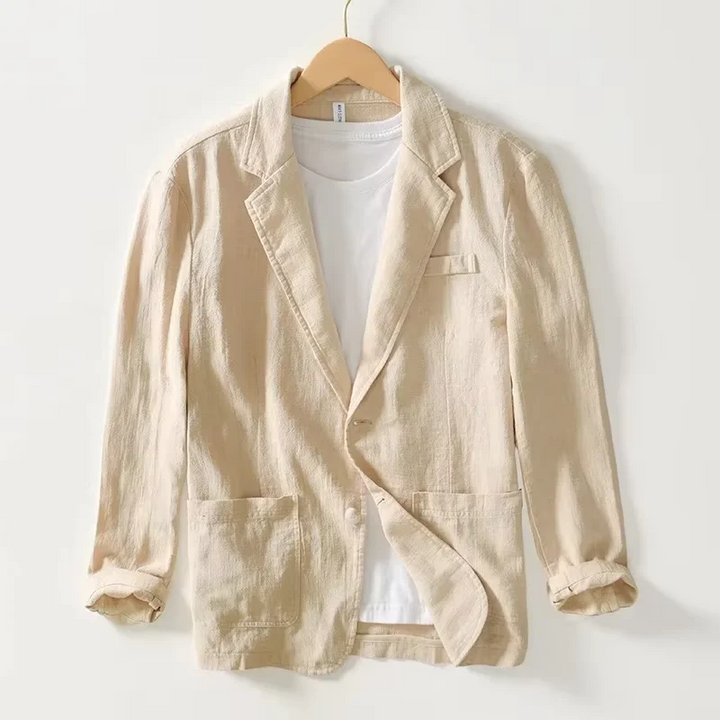 Beige men's cotton blazer