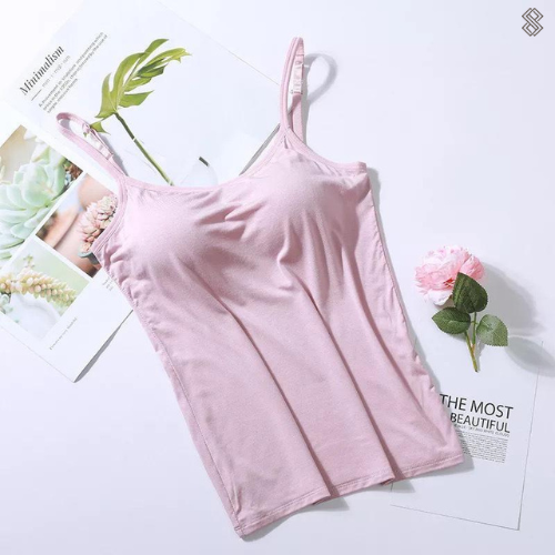 Women's 2-in-1 camisole with built-in bra in pink