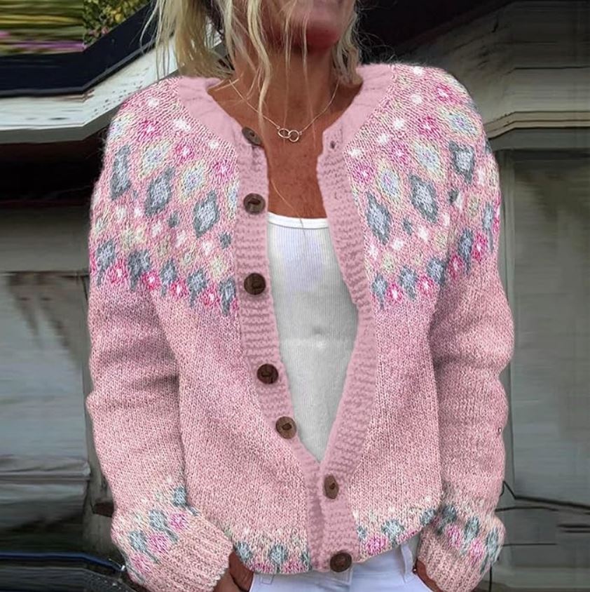Women's Soft Pink Knit Button Cardigan - Soft Pink