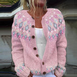 Women's Soft Pink Knit Button Cardigan
