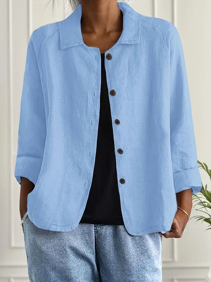 Cotton linen shirt cardigan in light blue