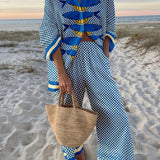 Checkered Print Wide-Leg Two-Piece Set