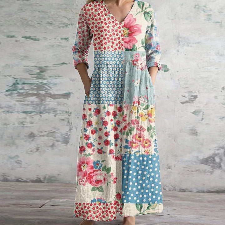 Elegant retro maxi dress in light blue