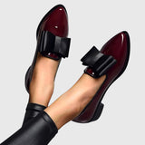 Women's Bow Detail Patent Pointed Toe Slip On Loafer