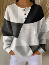 Women's Colorblock Waffle Knit Henley Sweater for Fall