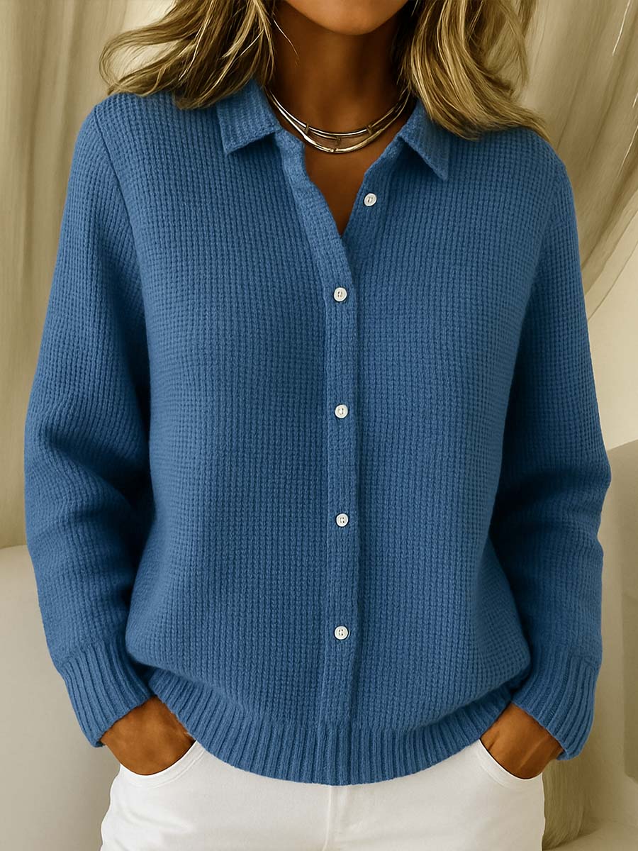 Classic Knitted Button Cardigan - Navy