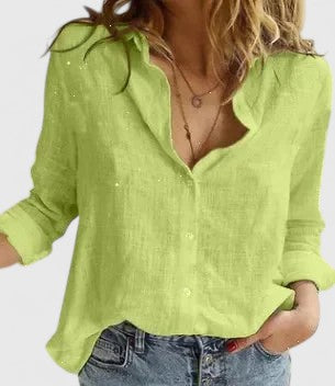 Linen Button-Down Shirt - Green