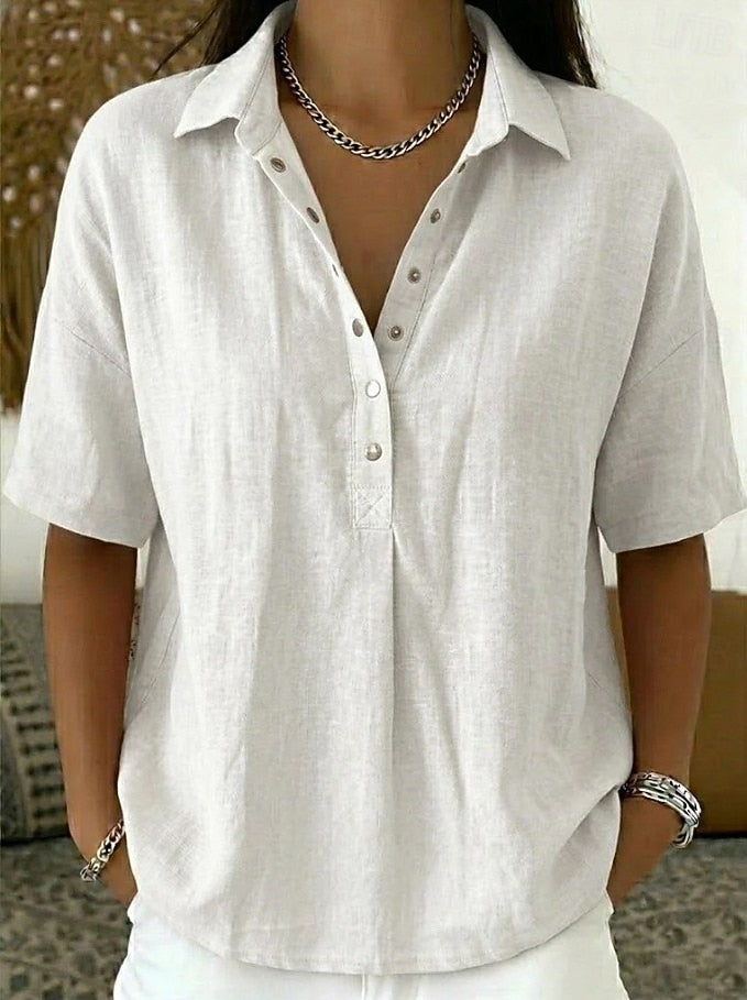 Women's oversized button-down collar shirt in white