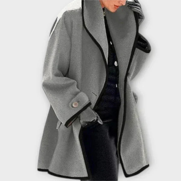 Women's contrast trim tailored trench coat grey