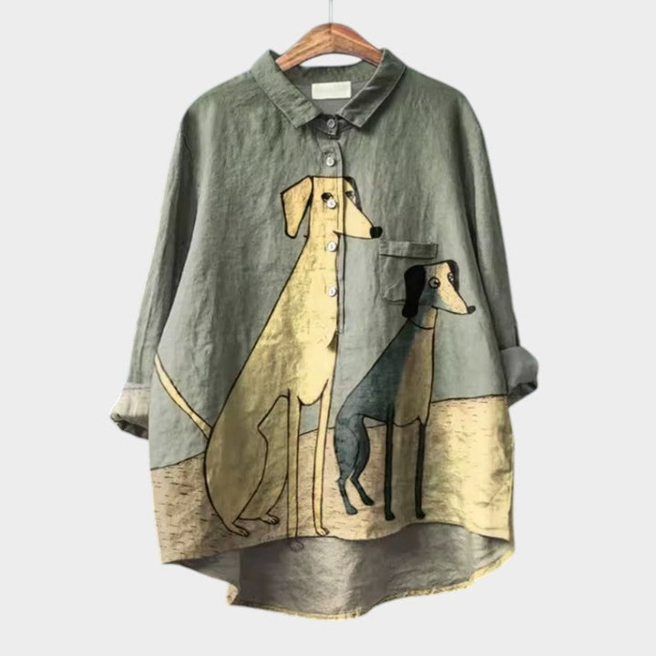 Women's artistic print summer blouse - pattern 5