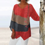 Artistic Brushstroke V-Neck Blouse