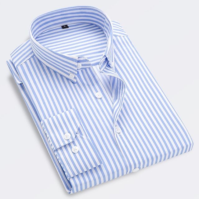 Striped Summer Cotton Shirt - Light Blue