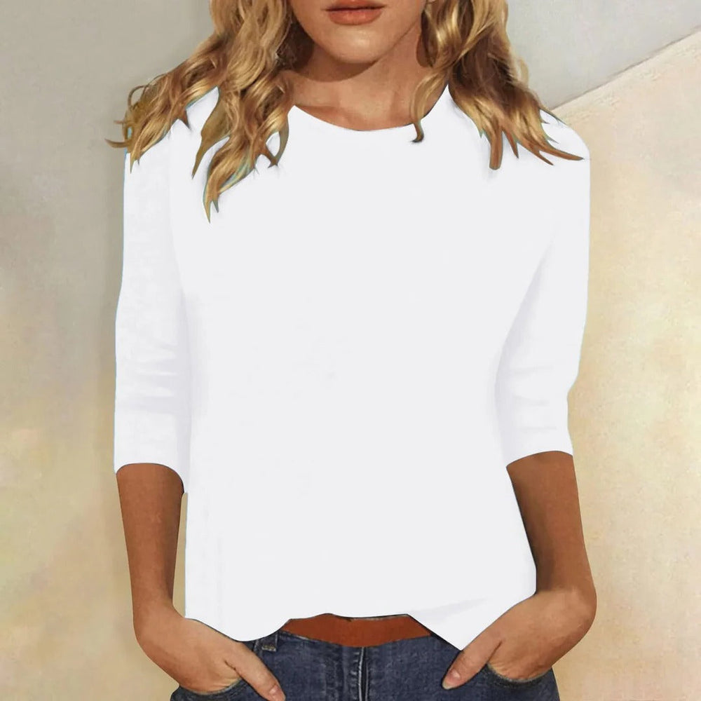 Crew Neck 3/4 Sleeve Top - White