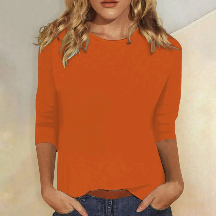 Crew Neck 3/4 Sleeve Top - Orange