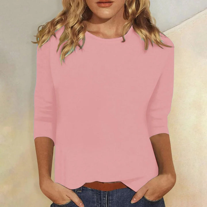 Crew Neck 3/4 Sleeve Top - Pink
