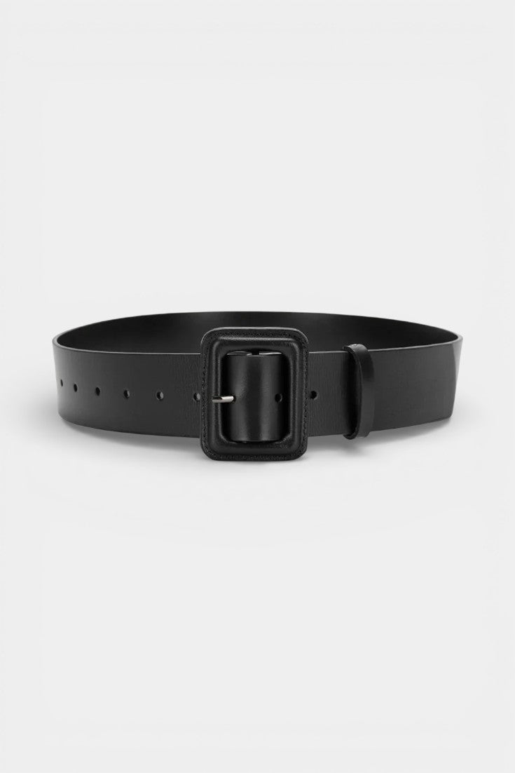 Women's square buckle belt in black