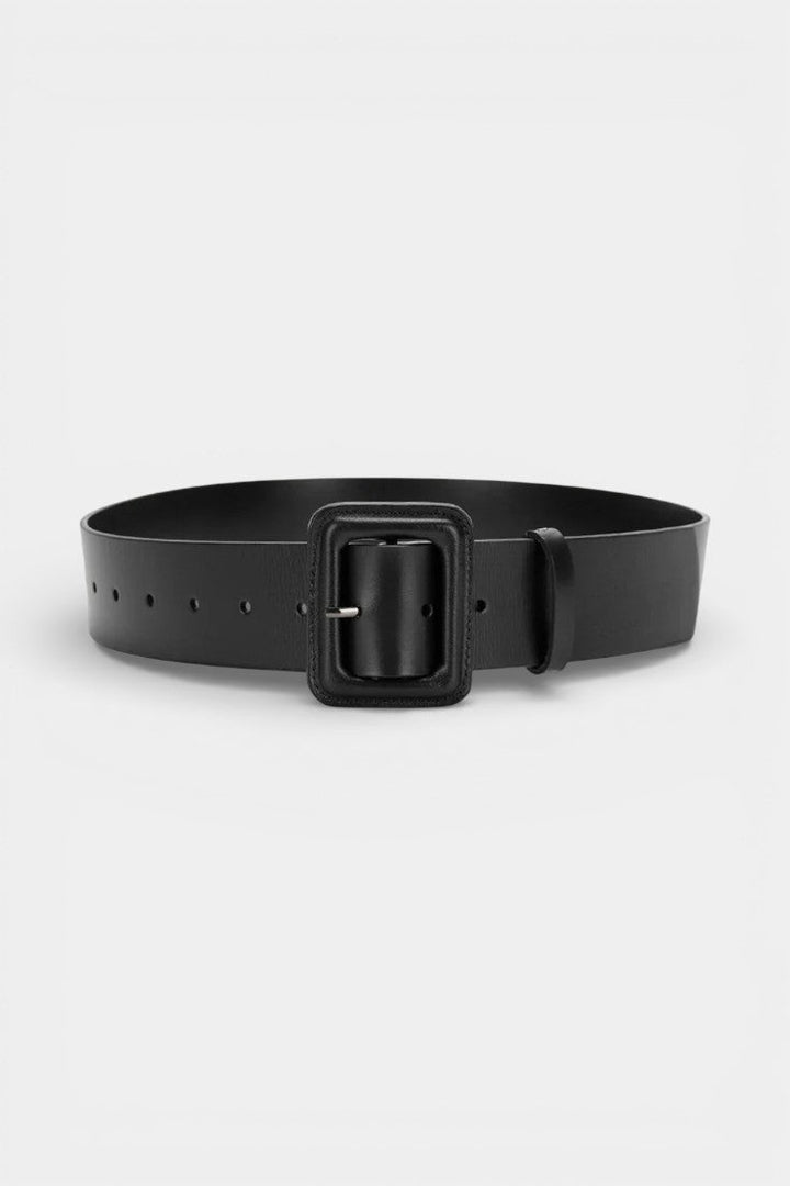 Women's square buckle belt in black