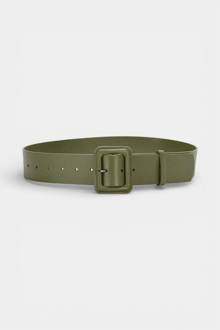 Women's square buckle belt in green