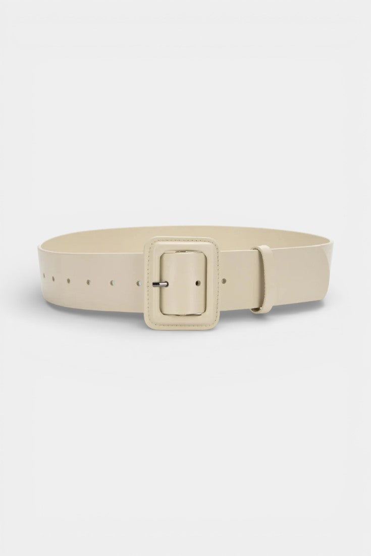 Women's square buckle belt in beige