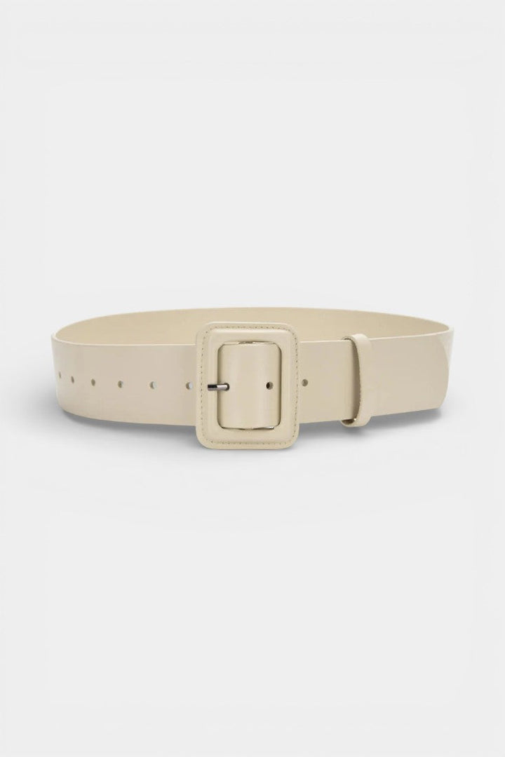 Women's square buckle belt in beige