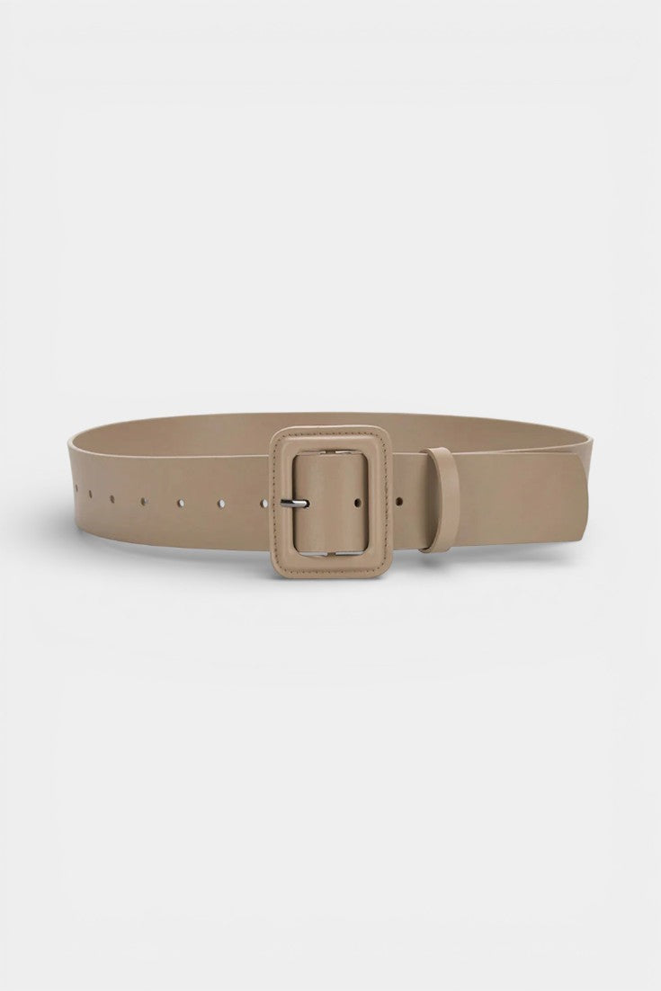Women's square buckle belt in khaki