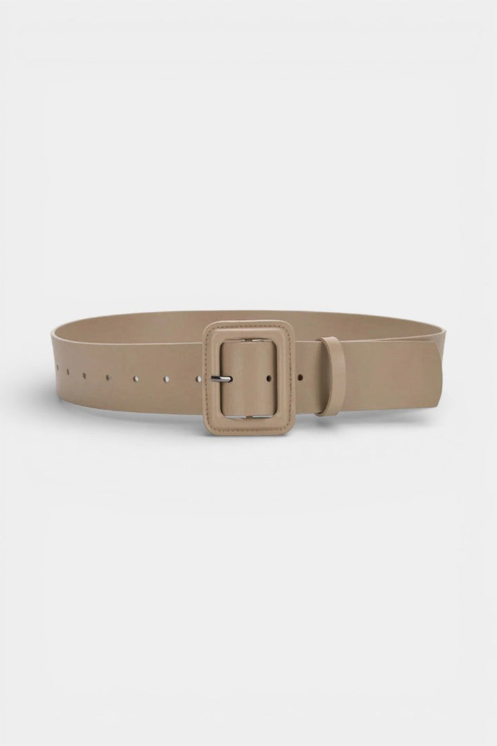 Women's square buckle belt in khaki