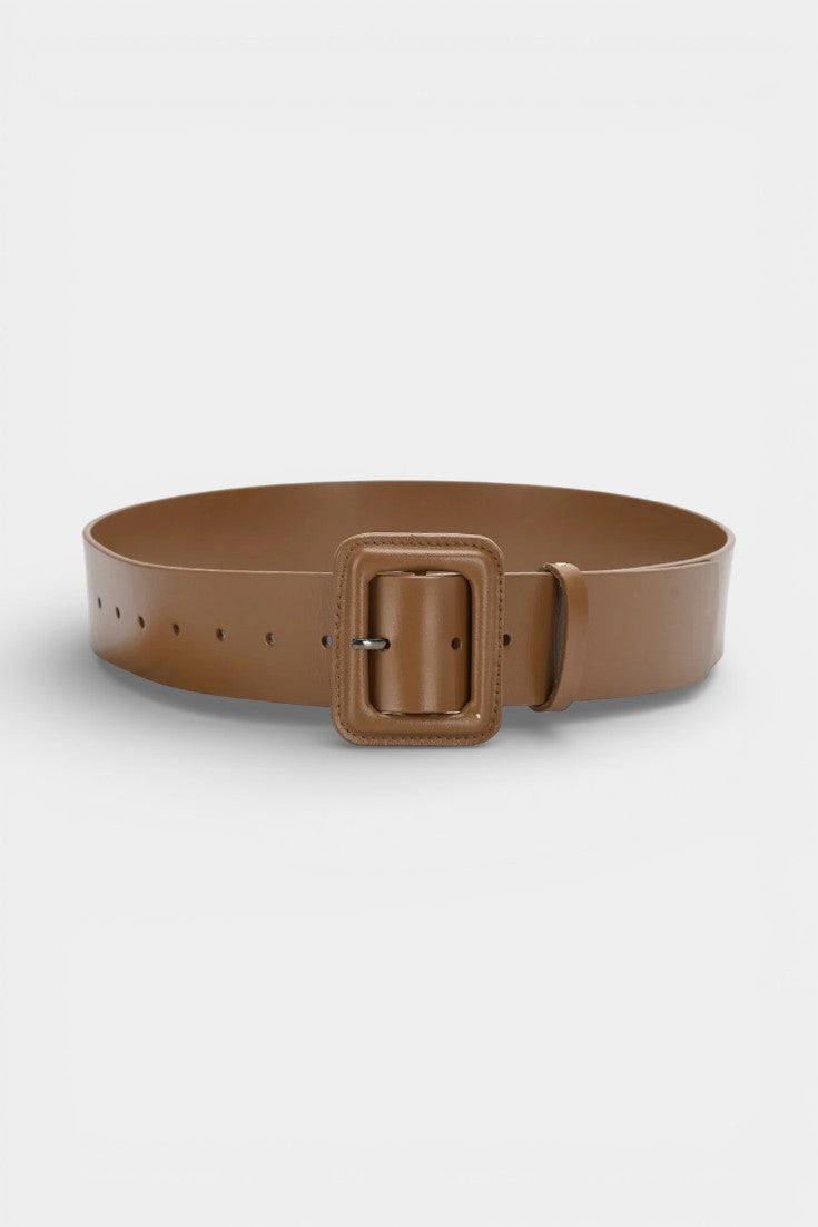 Women's square buckle belt in brown