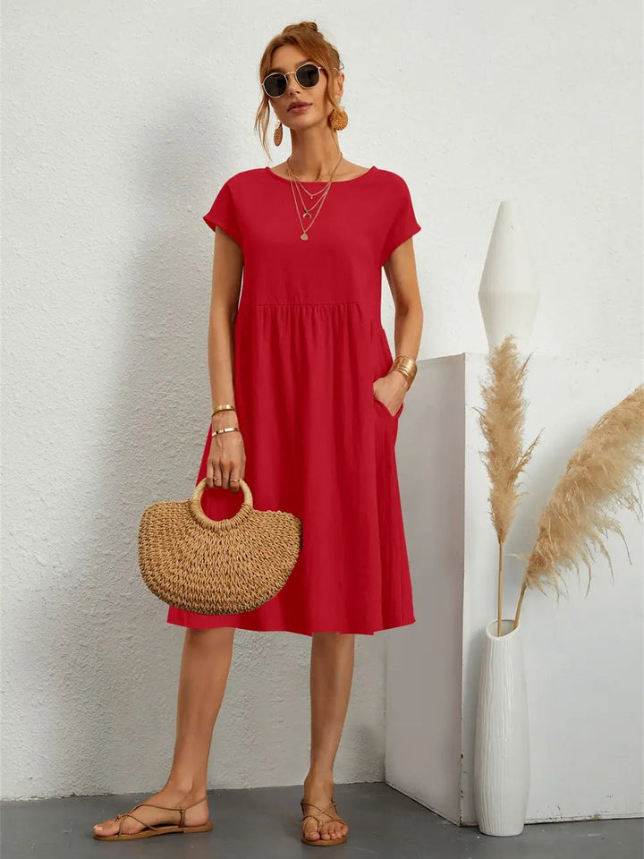 A-line pocket dress in red