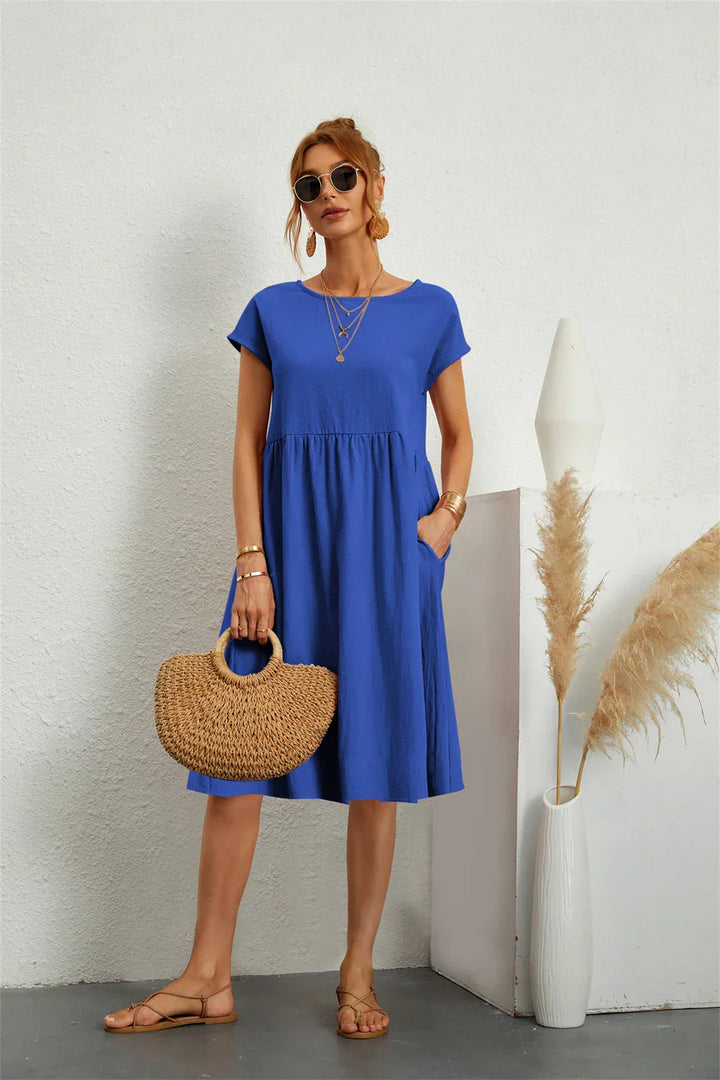 A-line pocket dress in blue
