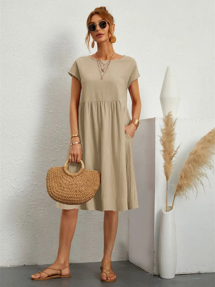 A-line pocket dress in khaki