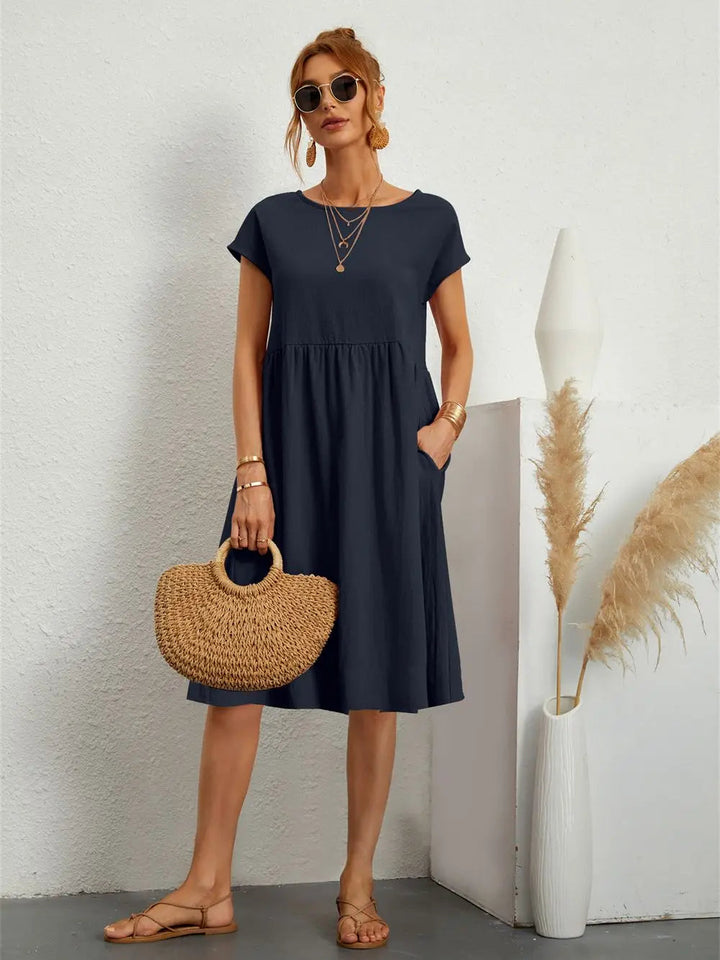 A-line pocket dress in navy blue
