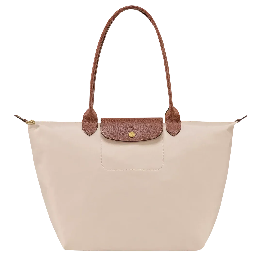Large foldable canvas tote bag beige