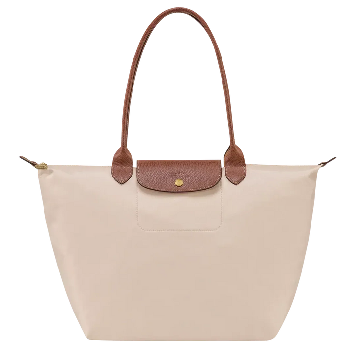 Large foldable canvas tote bag beige