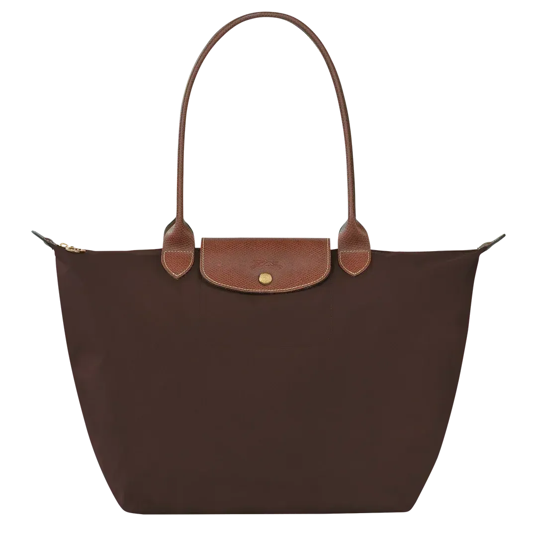Large foldable canvas tote bag dark brown