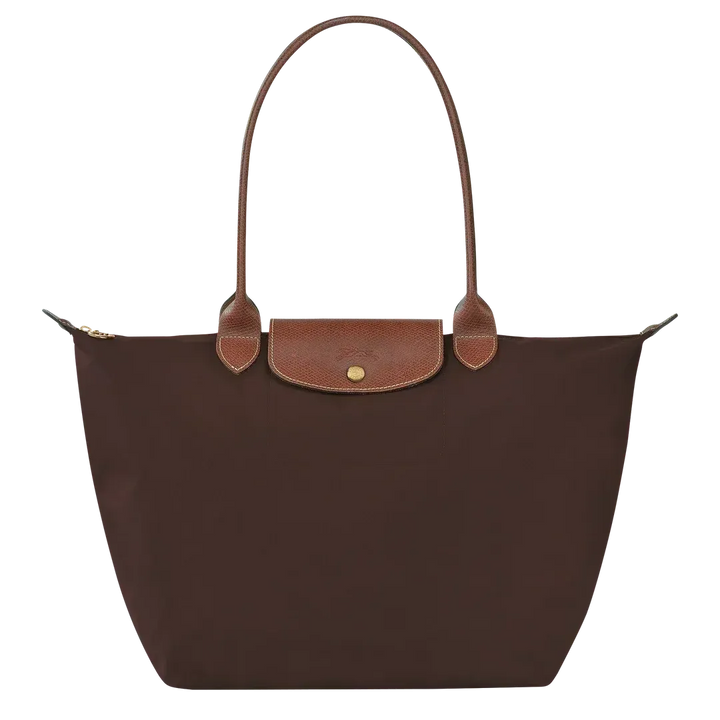 Large foldable canvas tote bag dark brown