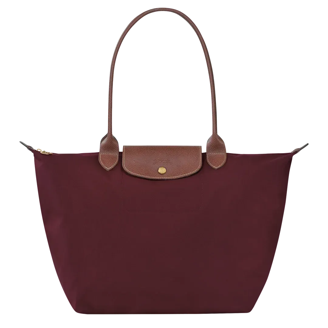 Large foldable canvas tote bag burgundy