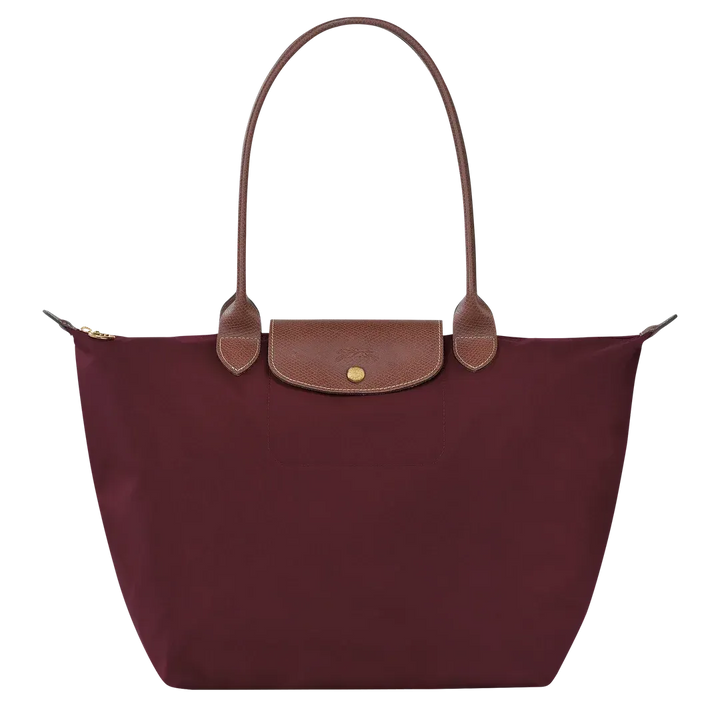 Large foldable canvas tote bag burgundy