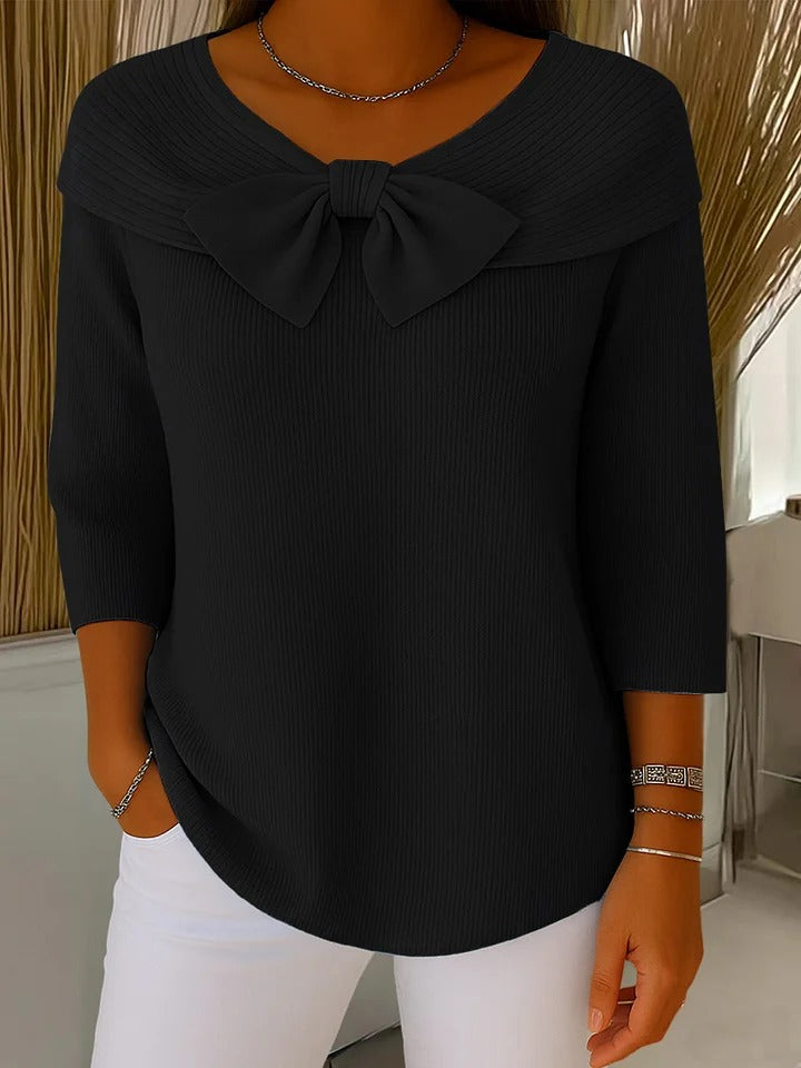 Black bow knit sweater